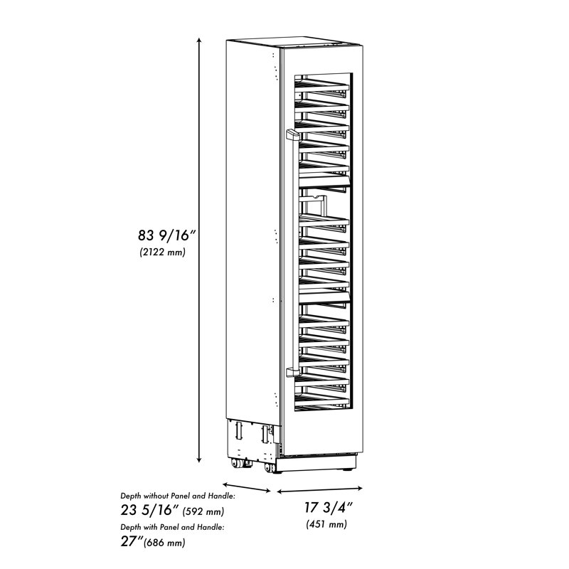 ZLINE Autograph 18 in. White Matte 68 Bottle Right Hinge Column Wine Cooler with Bronze Accents, Left Handed, Black