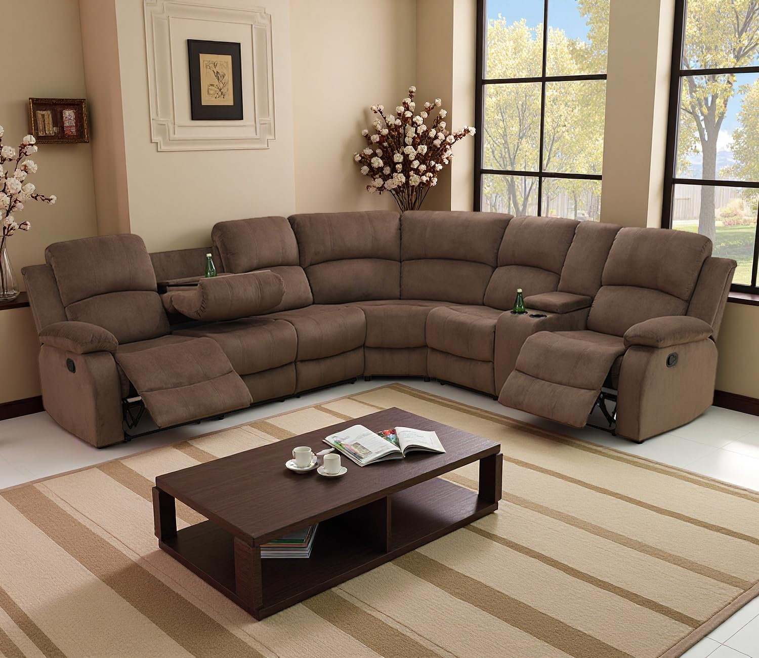 Latitude Run® 3 - Piece Modern And Overstuffed Soft Manual Reclining Sectional With Cupholders And Storage | Wayfair