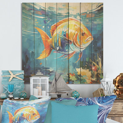 Romantic Seabed Fish - Japan On Wood Print