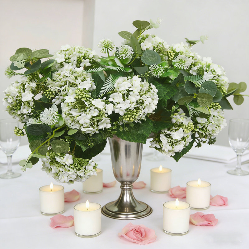 Simulé boule de neige fleur 2 branches 7 fourche boule de neige fleur en plastique décoration de la maison fleur artificielle
