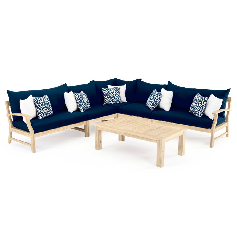 Ensemble de conversation modulaire avec coussins Sunbrella 6 pièces Paulet, Sunbrella® bleu marine