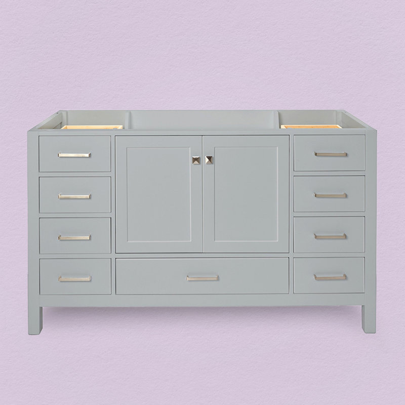 Cambridge 60'' W Single Bathroom Vanity Base, Gray, Brushed Nickel