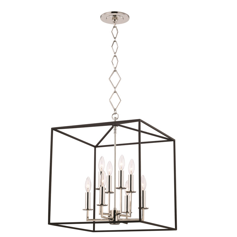 Richie 8-Light Chandelier, Polished Nickel/Textured Black