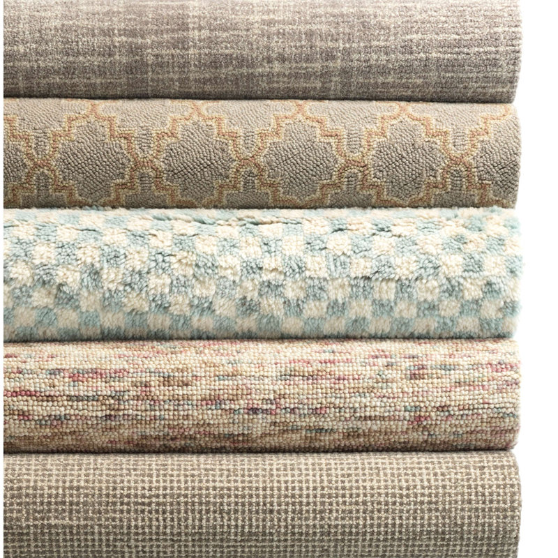 Tapis gris en laine crocheté à la main Crosshatch Dove, Rectangulaire 3 pi x 5 pi