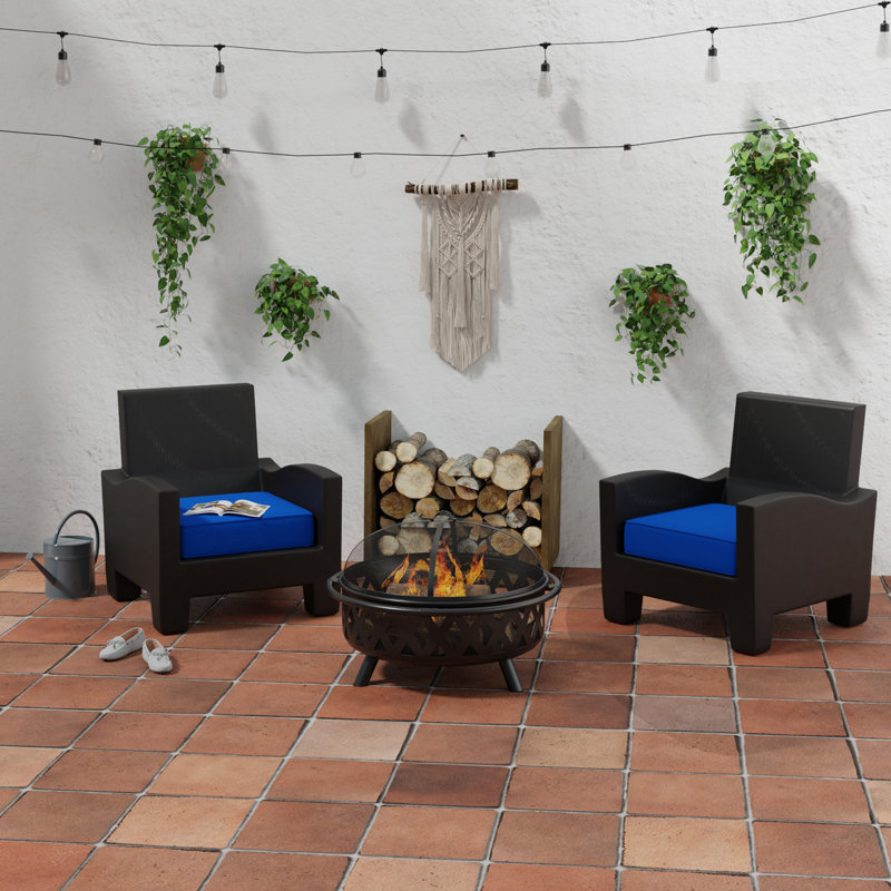 Sunbrella 23" x 22" Outdoor Deep Seat Cushion Set with Ties and Welt, Canvas Pacific Blue