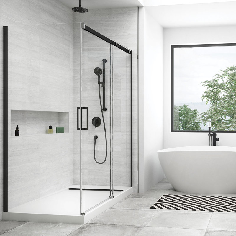RoundOne td2: aquatonik t / p avec système de douche inverseur avec bras mural noir mat