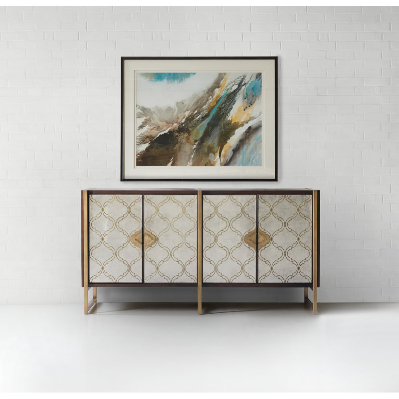 Melange 70'' Brown and Gold Traditional Sideboard