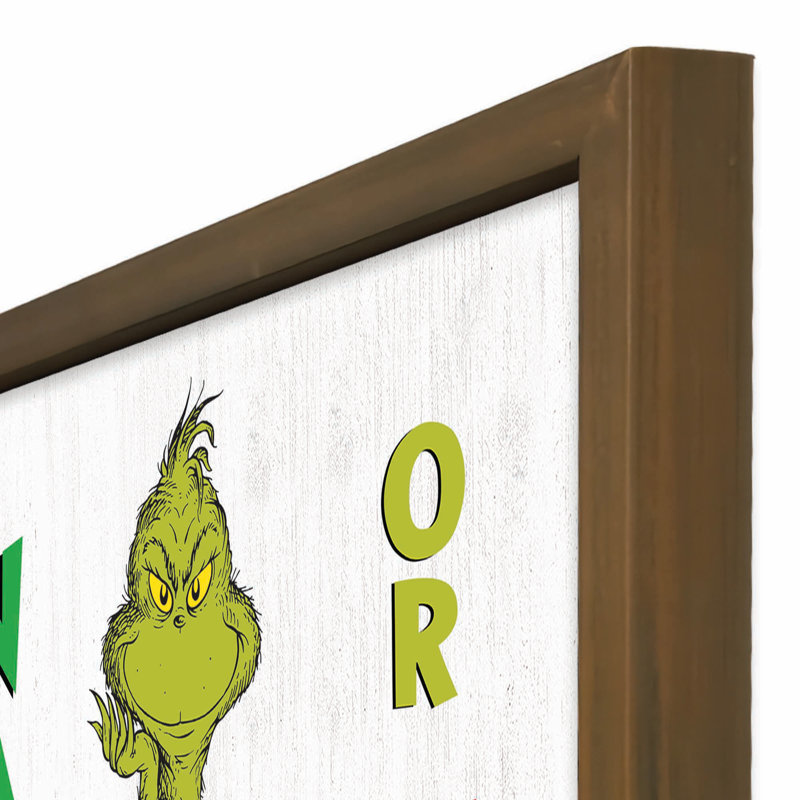 «The Grinch Naughty or Nice», reproduction encadrée, Brun