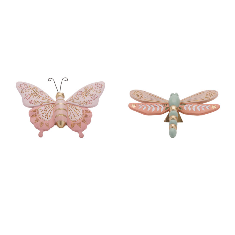 Papillon gravé floral