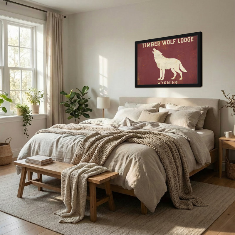 Animaux Timber Wolf Lodge, impression de signe, H 12 po x l 18 po