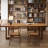 Nut-Brown Rectangular Solid Wood Dining Table-1168798825