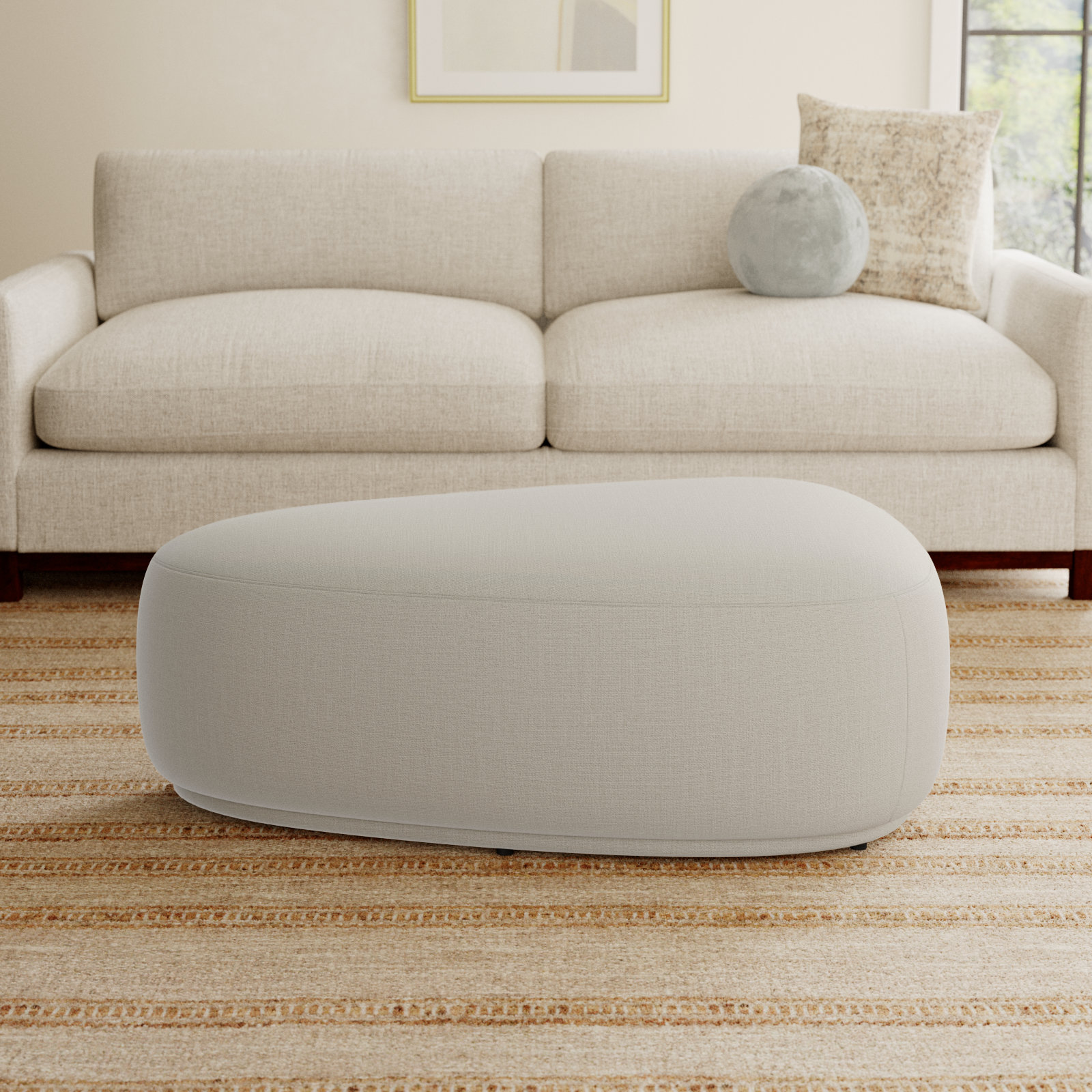 Adna 44" Ottoman, Effie Linen Performance