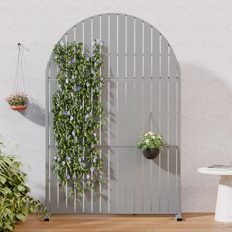 H 72 po x l 47 po x P 16 po avec écran d'intimité en métal et panneau de clôture en treillis pour terrasse, Gris