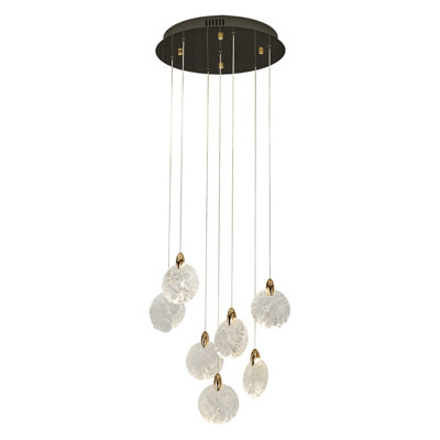 Hylton - Chandelier - Matte Black with Satin Brass Accent - Rock-style Cut Glassware