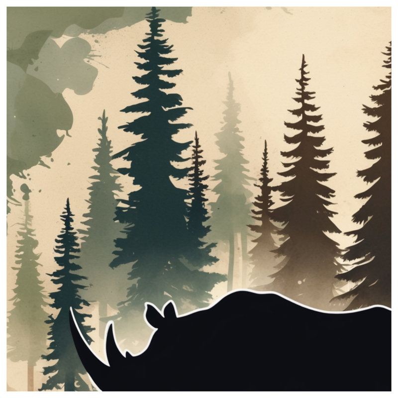 Couvertures Silhouette Rhinoceros Forest, L 60 po x H 80 po