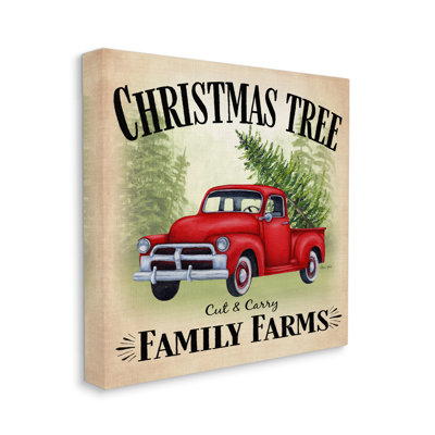 " Red Holiday Truck Family Christmas Tree Farms " by Sheri Hart