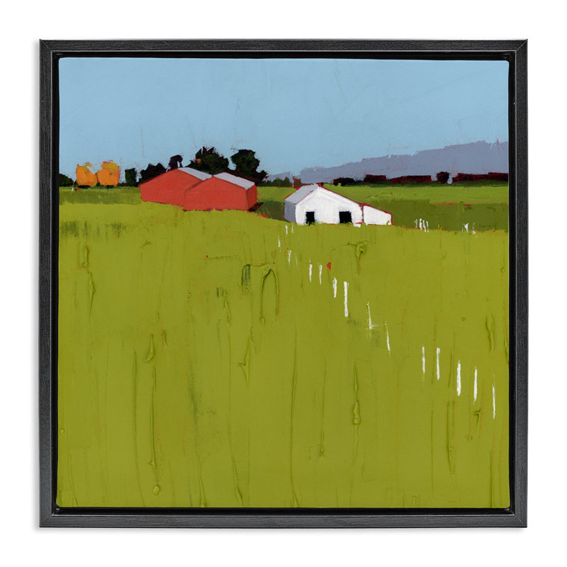 Cadre flottant Pastoral Fence Line, design par Ruth LaGue, Cadre flottant noir de jais, H 18 po x l 18 po