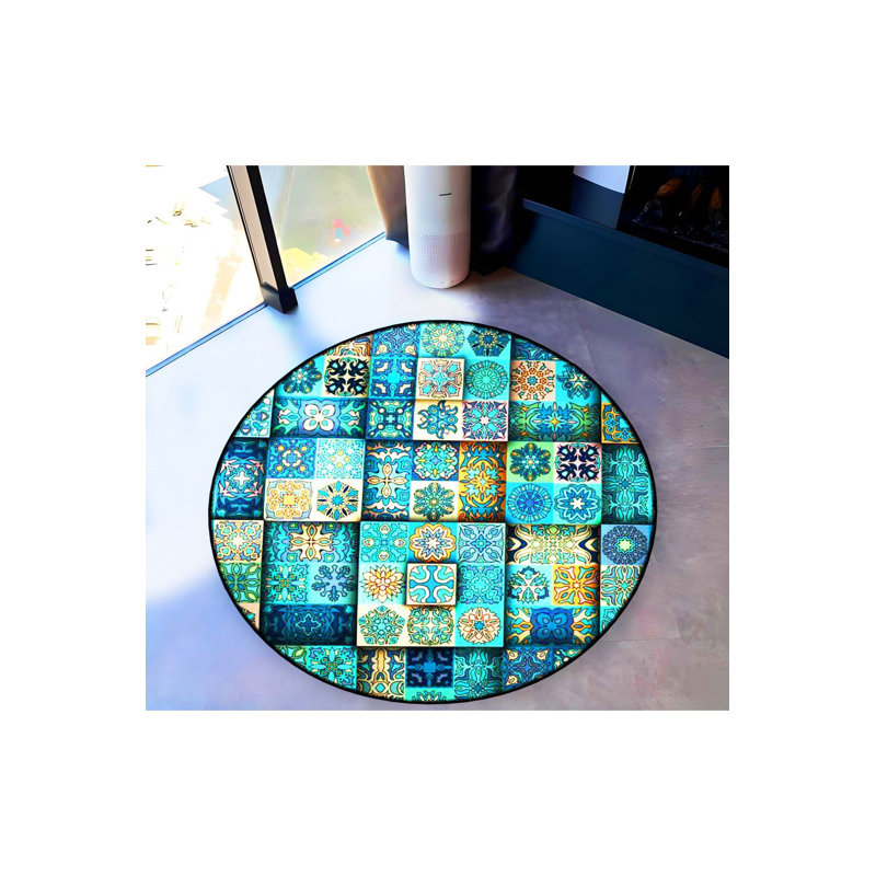 Tapis rond lavable à la machine, Rond 3 pi 3 po 