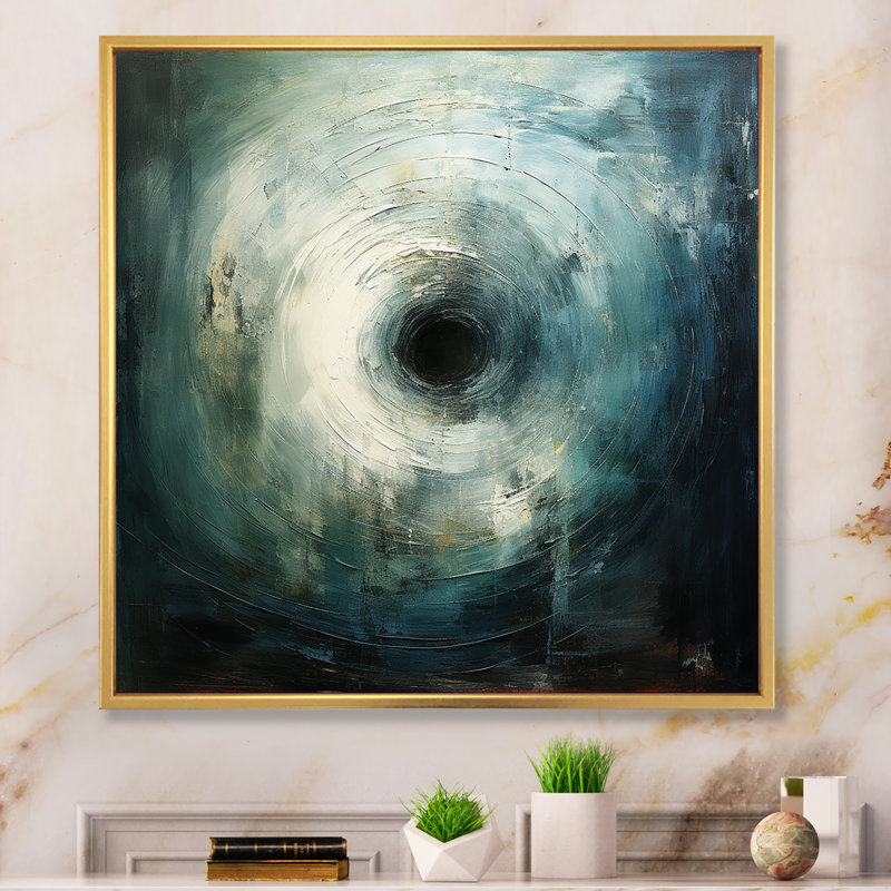 Stroma Abstract Vortex - Abstract Spirals, art mural, Cadre flottant doré, H 16 po x l 16 po x P 1 po