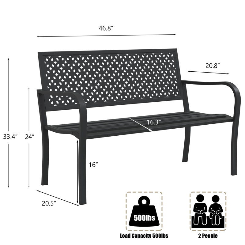 Banc d'extérieur en métal Classic (noir), Noir