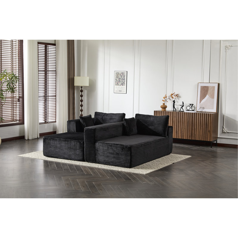 Canapé modulaire en L Boneless, Black