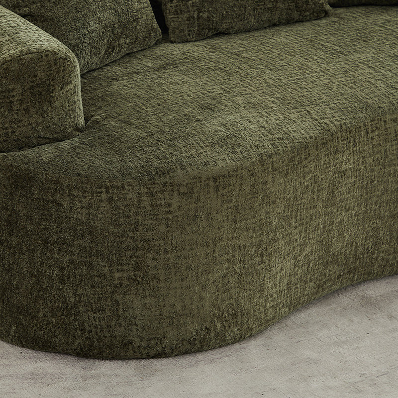 Causeuse courbée, petit canapé en chenille avec 3 coussins, canapé profond pour appartement, salon, aucun assemblage requis, canapés à compression