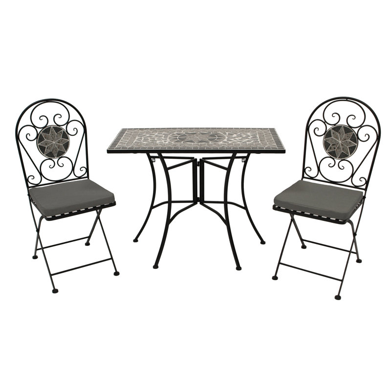 Belville 2 - Person Patio Dining Set Rectangular Table with Cushions Included