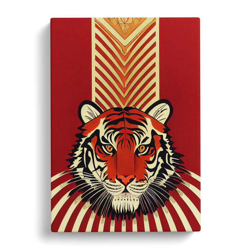 XC1022-4673X Tiger Art Nouveau No.1 - Wall Art, 76cm H x 50cm W x 3cm D, Wrapped Canvas