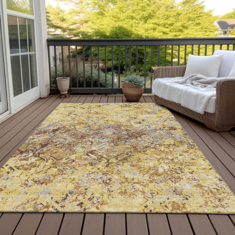 Tapis intérieur / extérieur lavable à la machine Mahaney ACN768 Sky, Rectangulaire 3 pi x 5 pi