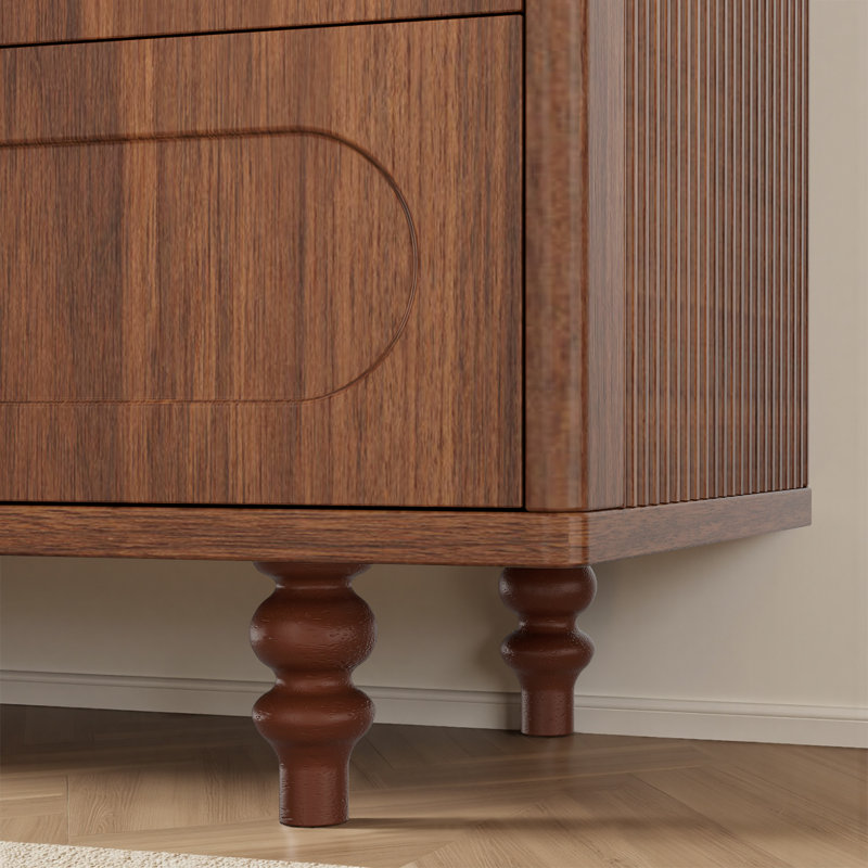 Commode d'appoint vintage en bois avec 6 tiroirs
