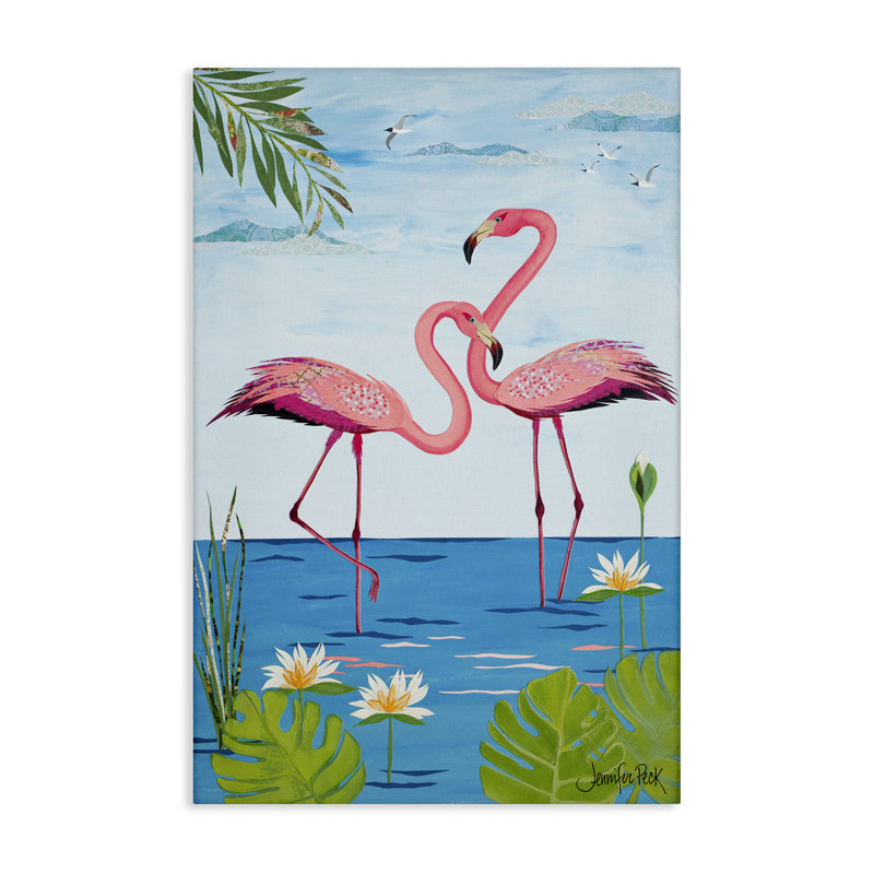 Jolie toile flamants roses par Jennifer Peck, H 24 po x l 16 po