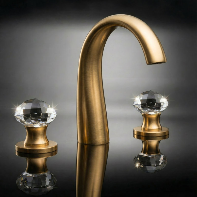 Rock Widespread Bathroom Faucet, Brushed Gold