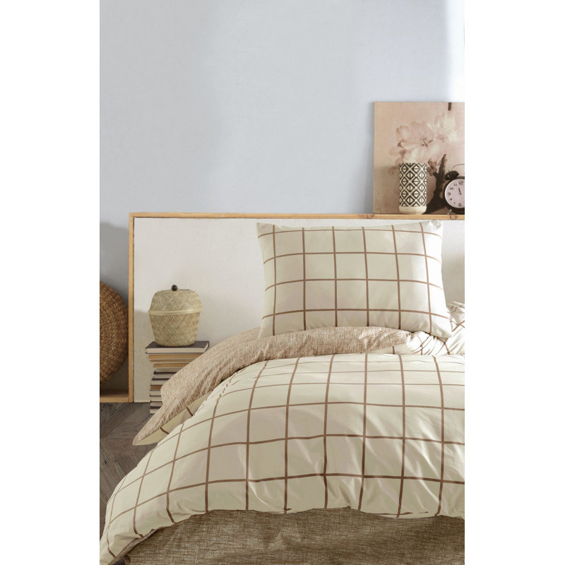 Ensemble de housse de couette Luxury Ranforce Super King | 100% coton, housse de couette 102,4 x 86,6 pouces et taies d'oreiller 23,6 x 23,6 pouces (2 pièces) | Impression de pigments, lavable à la machine, 145 fils, systèmes de fermeture à boutons et