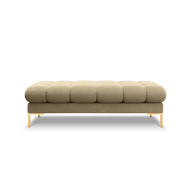 Asbell Polyester Upholstered Bench, Beige, Gold