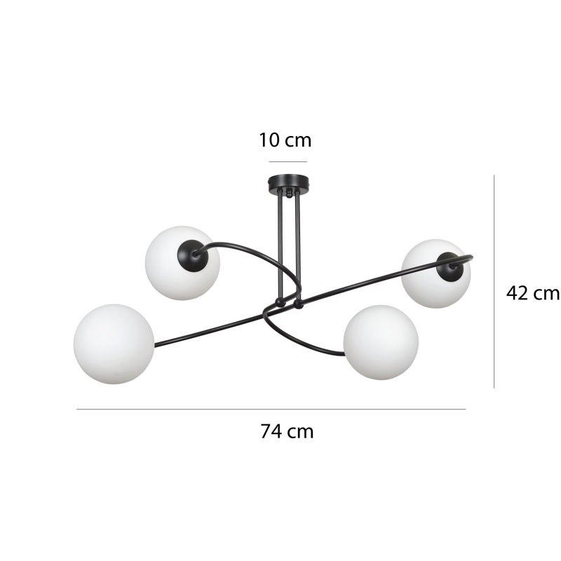 Faro Glass Semi Flush Mount, Black