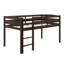Lit mezzanine bas en bois avec échelle-858322153