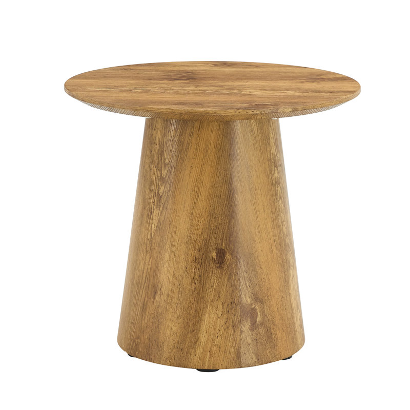 Natural Wood Grain Mdf Round Coffee Table With Exquisite Texture - 21.6" Diameter, 19.7" Height, Flexible Matching Design