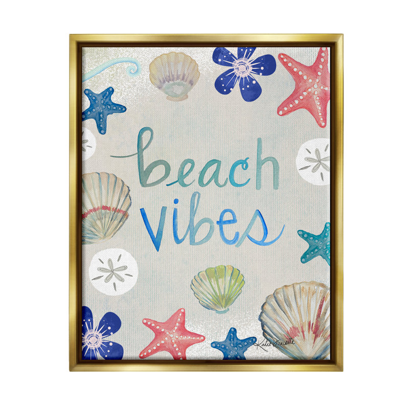 «Beach Vibes Calligraphy Nautical Seashell Flowers» par Katie Doucette - impression, H 31 po x l 25 po x P 1,7 po