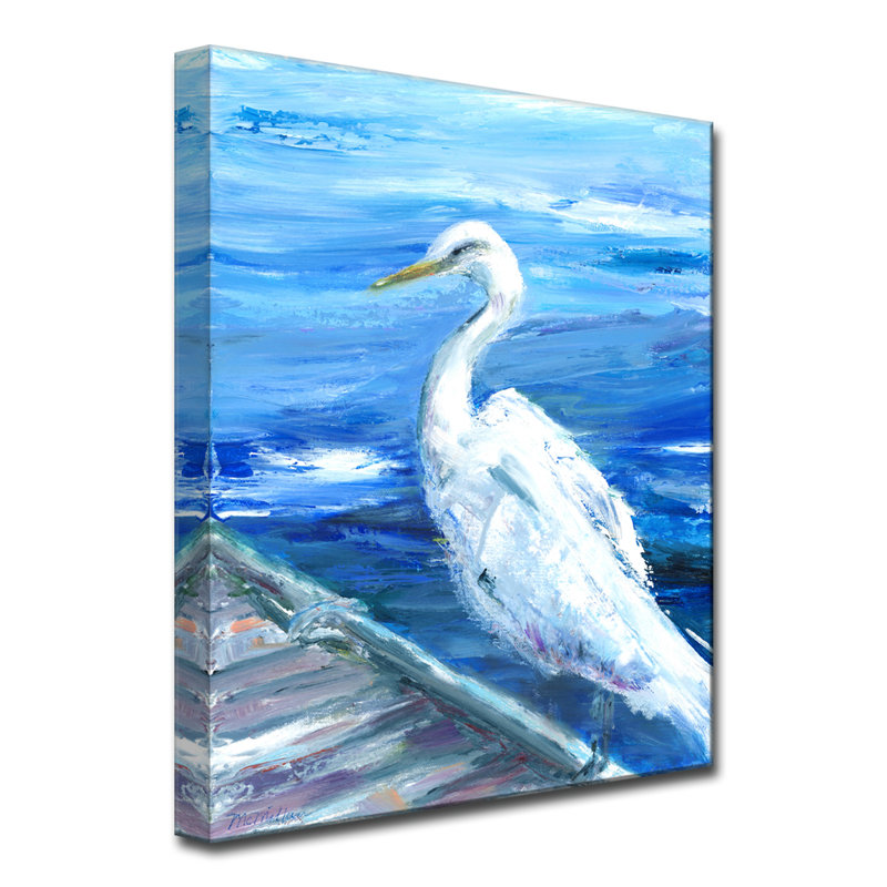 «Heron on Deck» par Dana McMillan, reproduction sur toile tendue, H 40 po x l 30 po x P 1,5 po