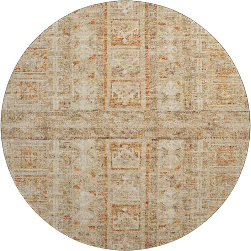 Premium Machine Washable Mayfield Striped Rug, Paprika, 8' Round