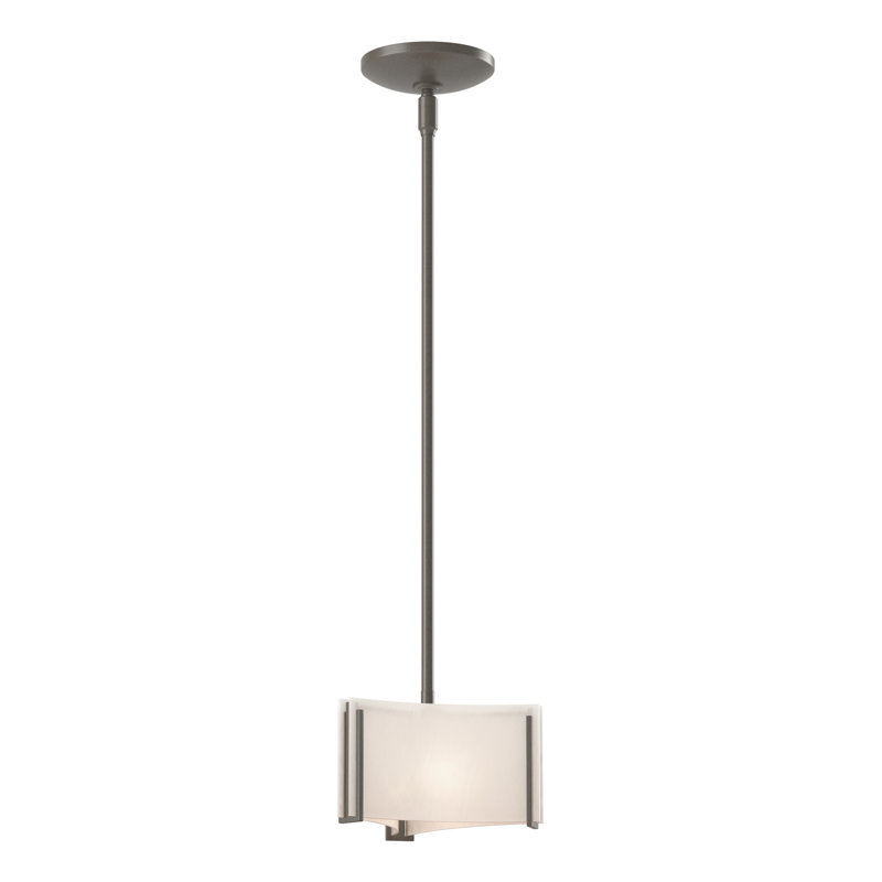 Luminaire suspendu géométrique unique à 1 lumière Exos, Verre d'art blanc, Fumée foncée
