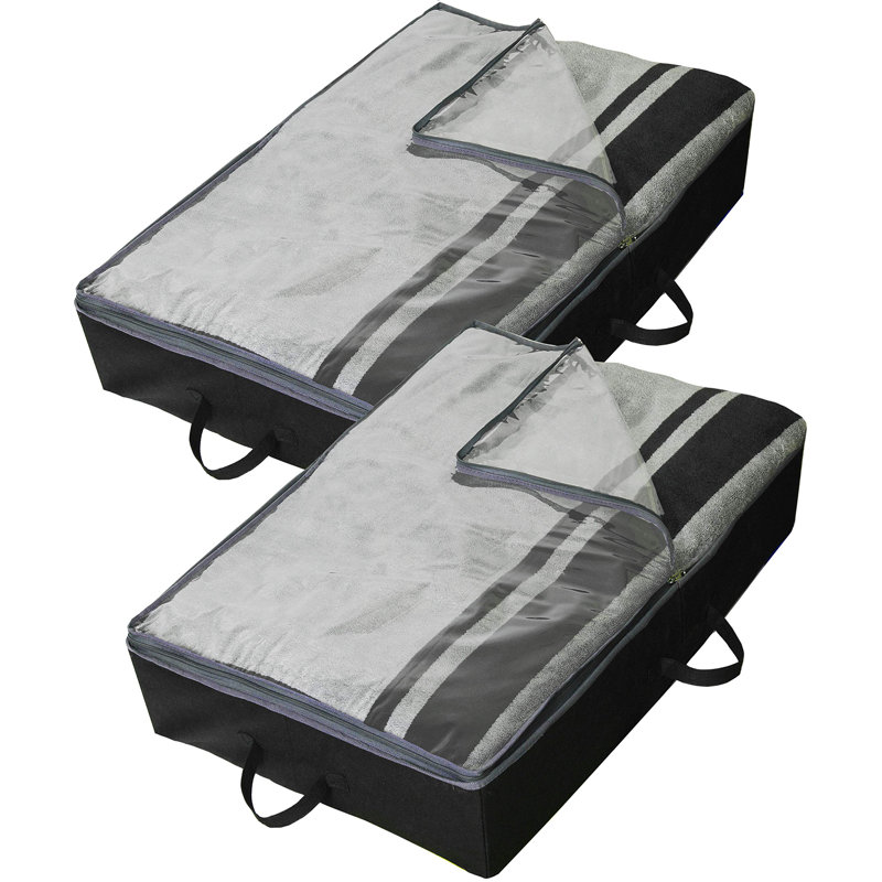Ensemble de 2 bacs de rangement sous le lit, noir