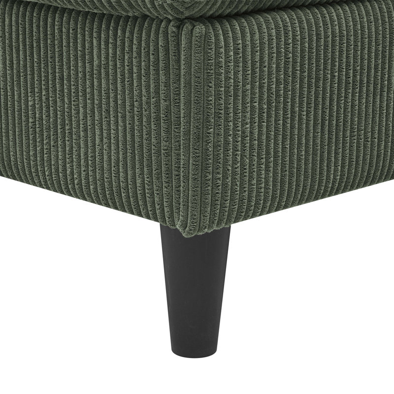 Cordory Upholstered Modular Sectional With 2 Ottomans, Dark Green Corduroy