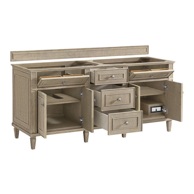 Lorelai 72'' W Double Bathroom Vanity Base, Whitewashed Oak