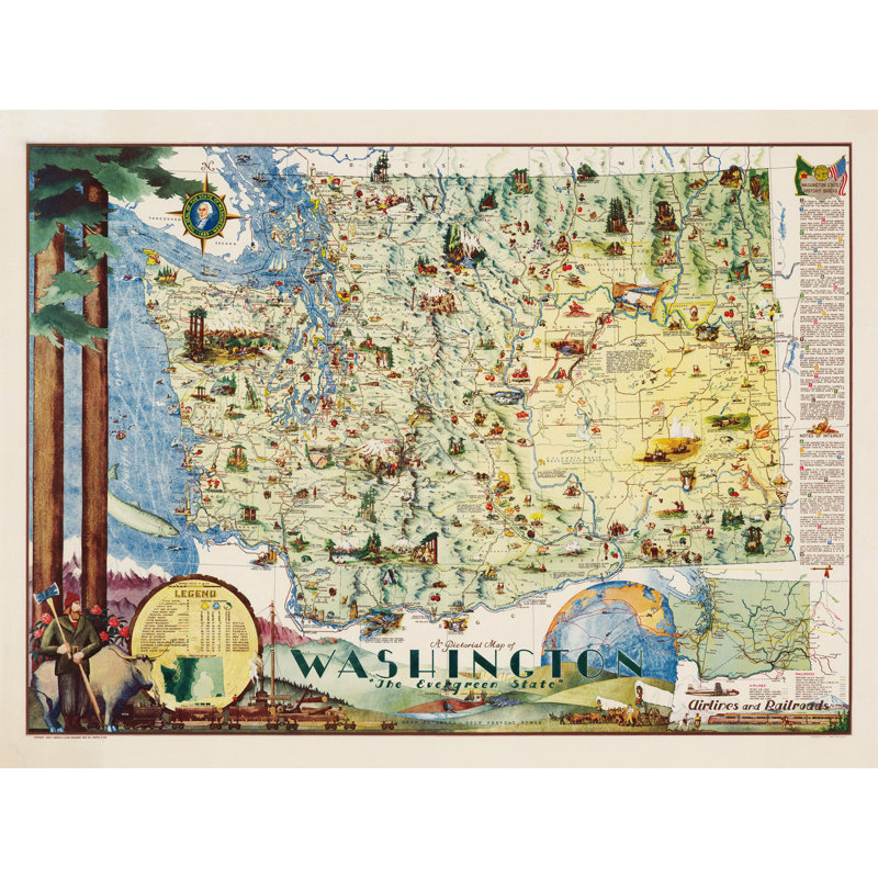 Map Herman 1948 Washington State - No Frame Art Prints