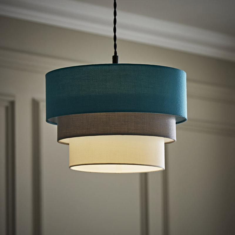Aztec Drum Pendant Shade, Teal, 20" H x 30" W x 30" D