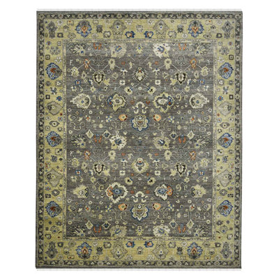 Rozlynn Oriental Hand-Knotted Wool Gray/Beige Area Rug -  Darby Home Co, AA458B589DDA46B4A66D42DBDDA6659E