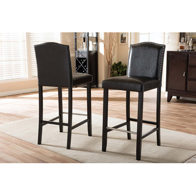 Upholstered Counter Stool with Solid Wood Frame