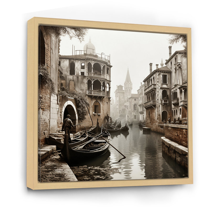 «Beige Canal», impression sur toile ardoise II, H 30 po x l 30 po x P 1 po, Cadre naturel flottant