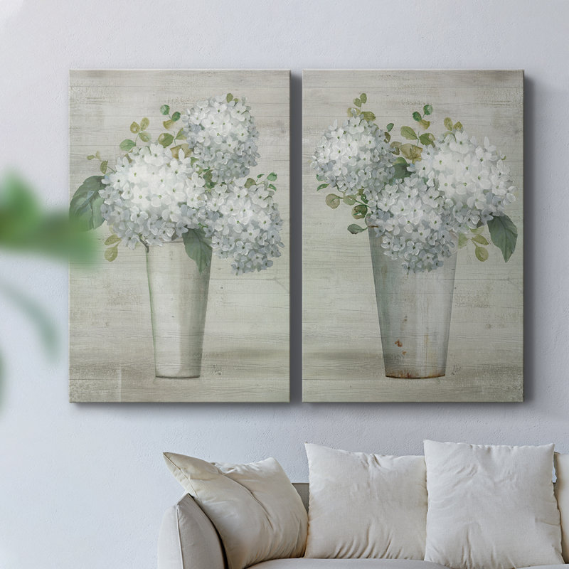 Simply Hydrangeas I - Toile tendue avec châssis de qualité supérieure - Prêt à accrocher